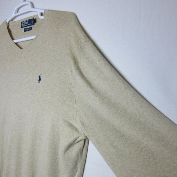 Ralph Lauren Jacket Tan Beige V-Neck Pima Cotton Preppy Winter Men's XXL - Picture 2 of 7